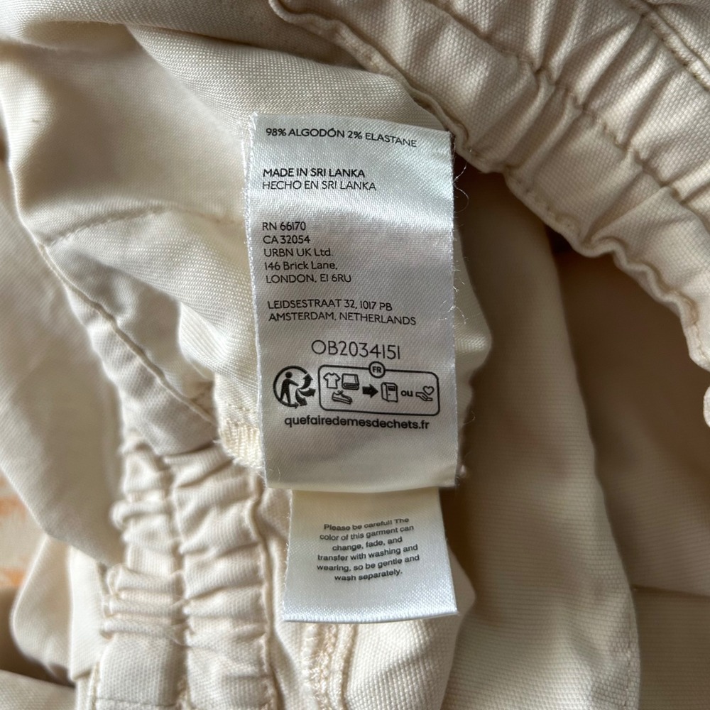 Anthropologie Pilcro Izzie Relaxed Pull-On Cotton Barrel Pants Neutral Cream L - Picture 9 of 9